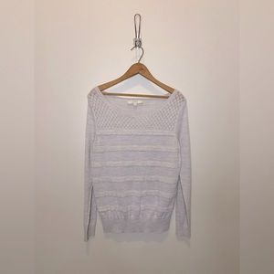 LOFT Gray Ruffle Detail Sweater